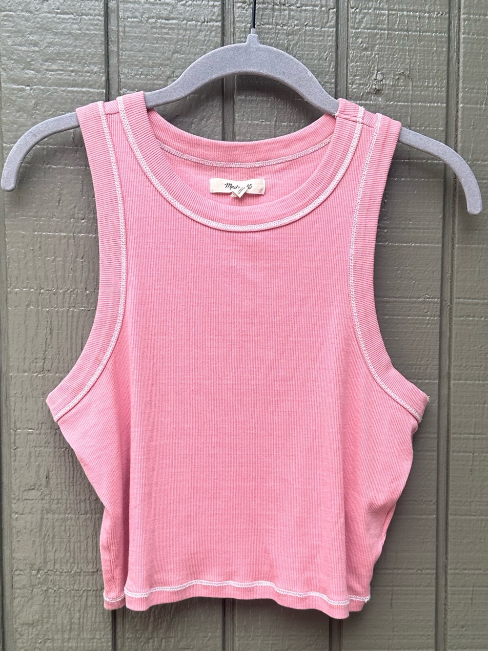 Madewell Supima Rib Crop Tank Pink Large